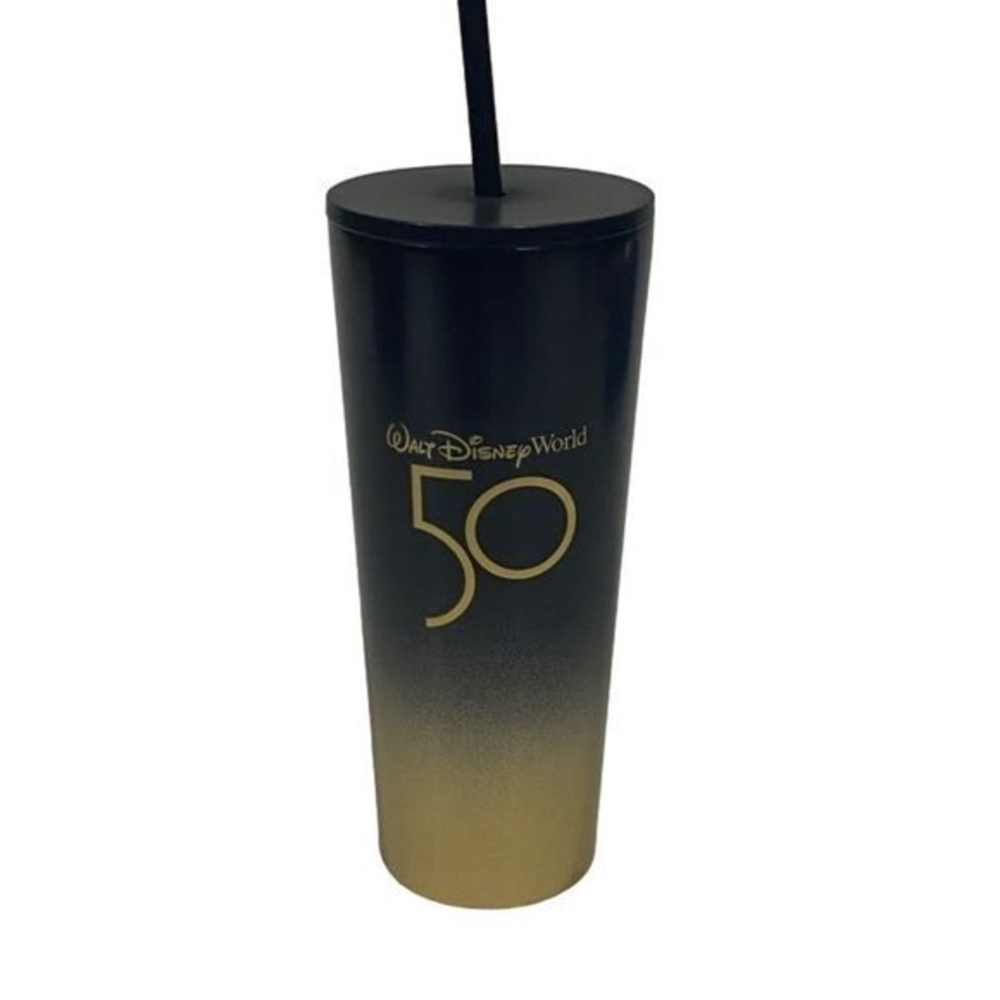 Walt Disney World 50th Anniversary Starbucks‎ Stainless Steel Tumbler Black Gold